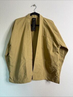 Brain Dead Noragi chore coat Men's Olive-Gold Lightweight Open Shirt Jacket L